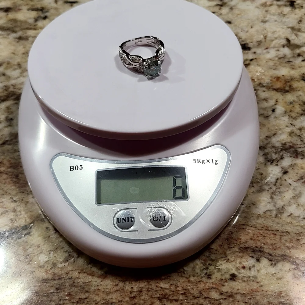 Moissanite 3 Carat Blue Solitare Ring